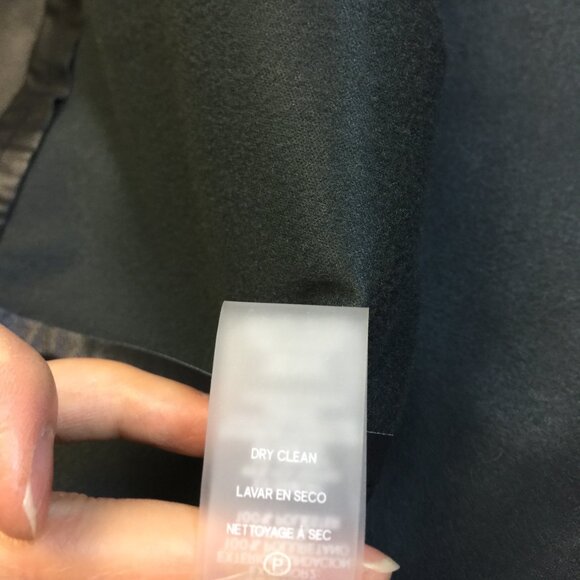 Calvin Klein Fit & Flare Dress Size 8 Black Faux Leather Mock Neck 3/4 Sleeve - Picture 11 of 14